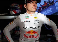 Max Verstappen in the racing garage