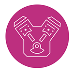 Engines icon in cerise