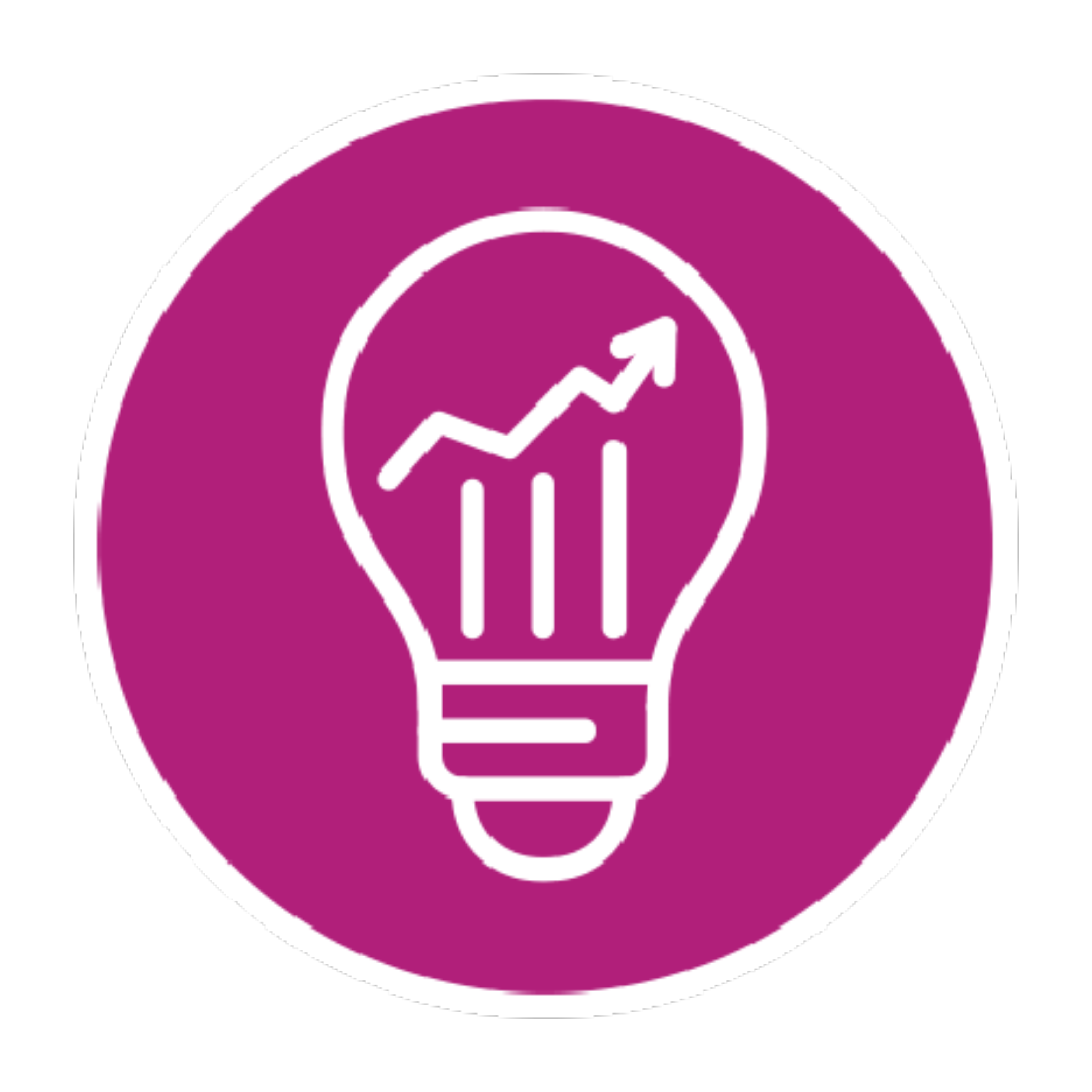 Dessin d’une ampoule avec un graphique en colonnes et un graphique en lignes de tendance pointant vers le haut à l’intérieur de l’ampoule