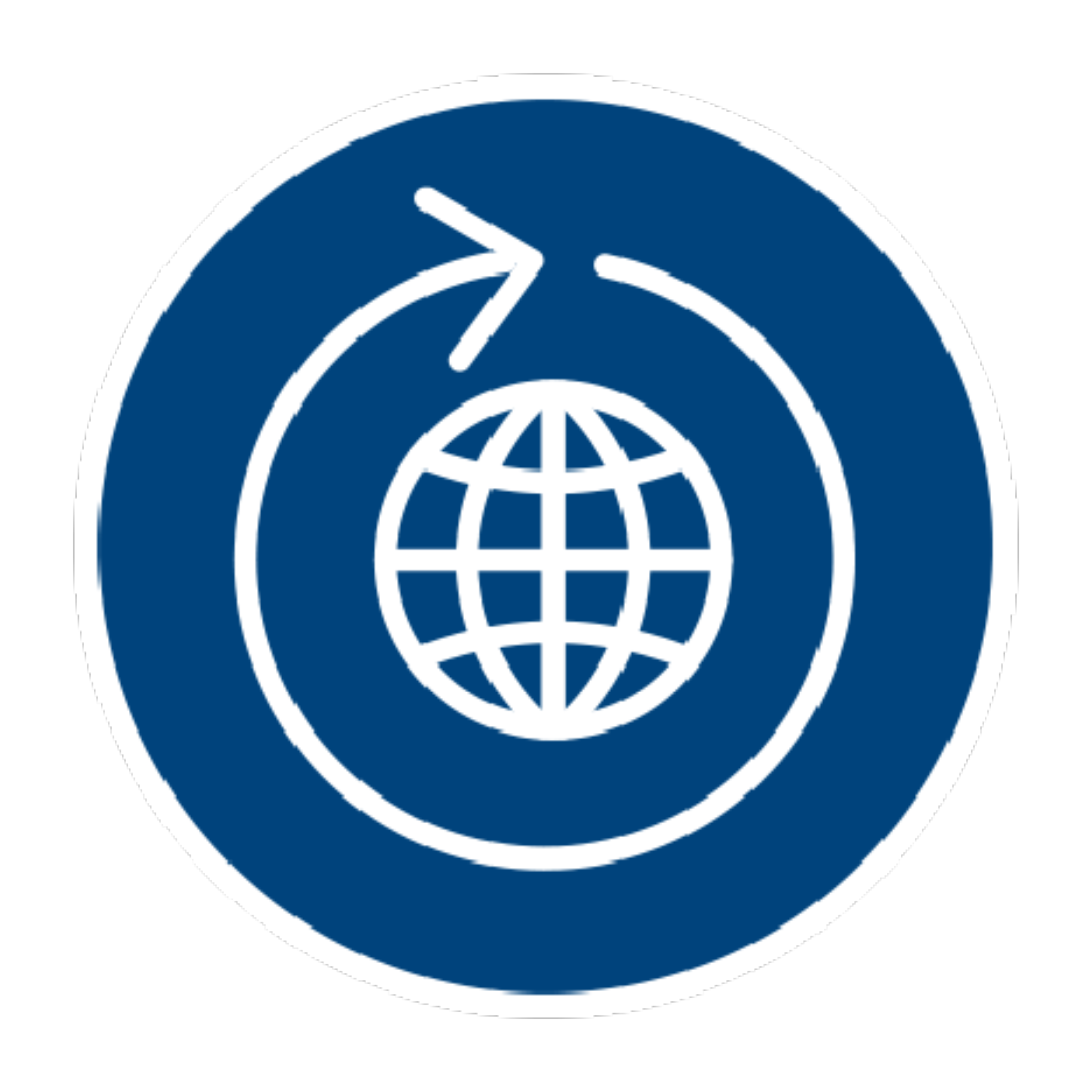 Dessin d’un globe et de ses lignes de longitude et de latitude à l’intérieur d’un symbole de recyclage circulaire