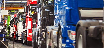 row of trucks