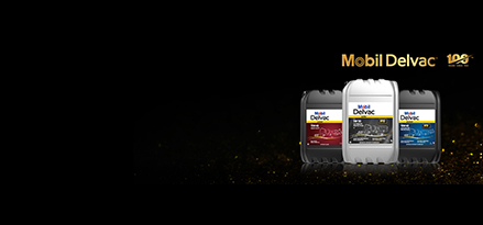 Packs Mobil Delvac Modern, Ultra et Legend avec des étincelles dorées sur la droite 